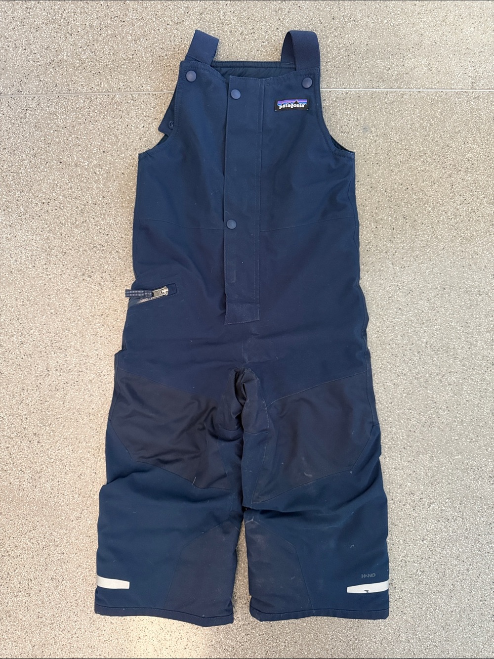 Patagonia Navy Kids Snow Bib Overalls with Reflective Accents